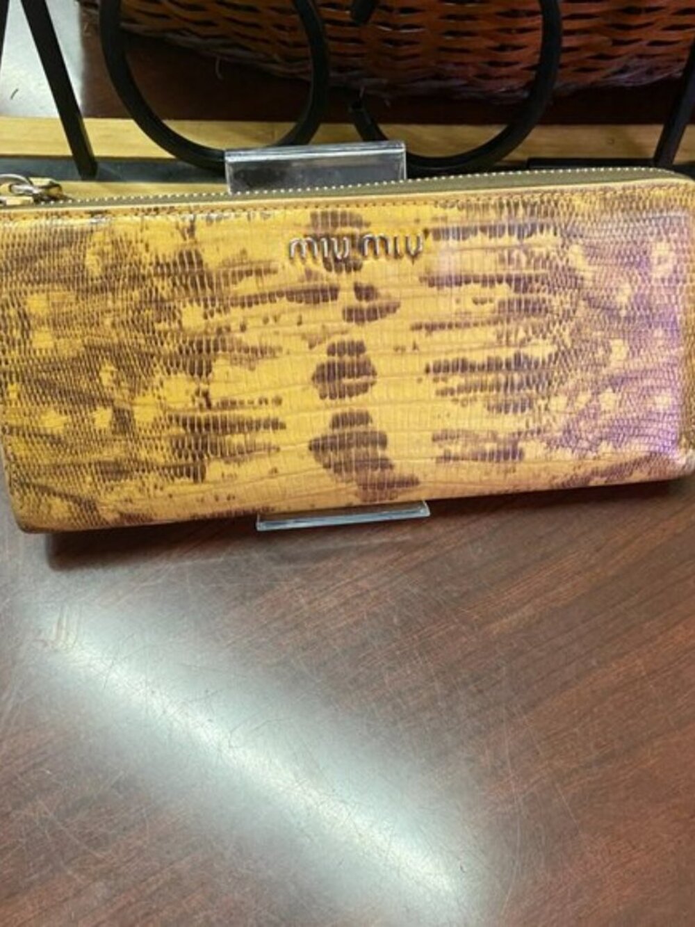 Miu Miu Beige Croc Embossed Wallet EUC!!!